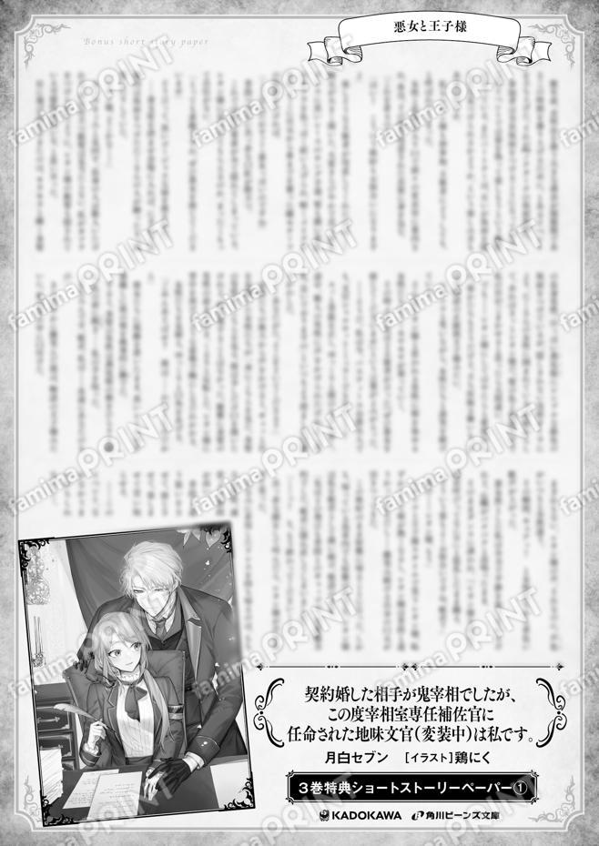 鬼宰相３巻特典SS-１「悪女と王子様」