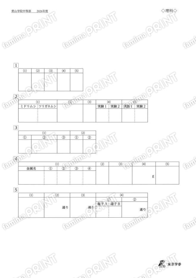 2026L04 Aoyama Gakuin Junior High School Science