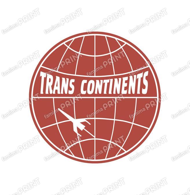 TRANS CONTINENTS 地球儀・飛行機アイコン+ロゴ ブリックレッド_S