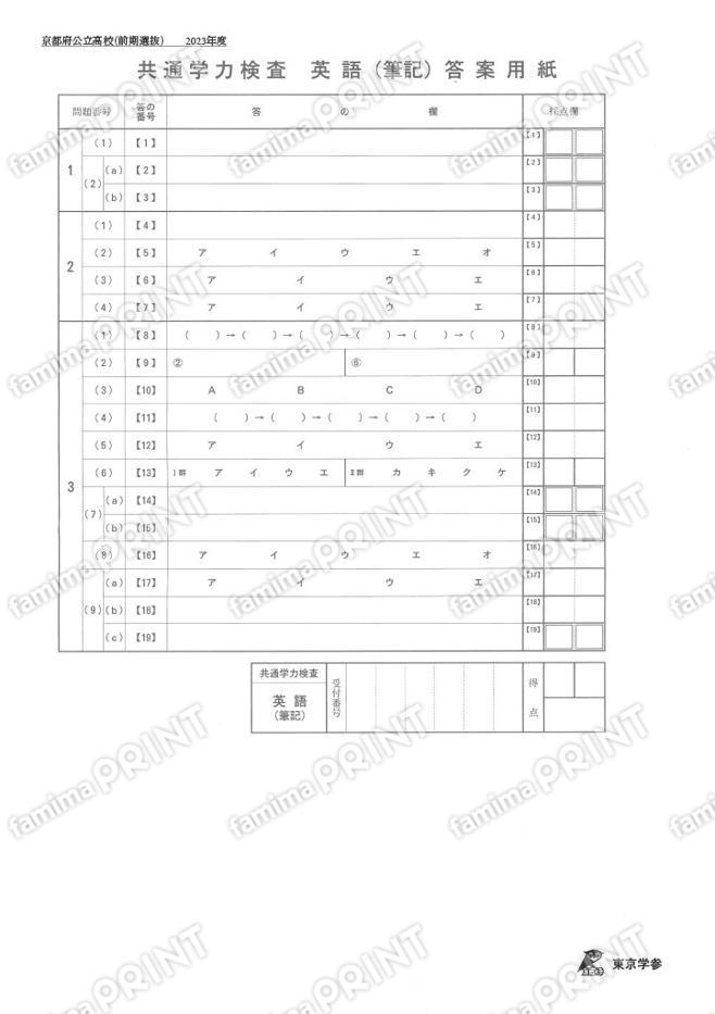 2023Z26京都府前期英語