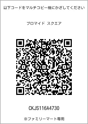 方形方形照片，二维码打印号码[CKJS116A4730]。全家便利店独家。