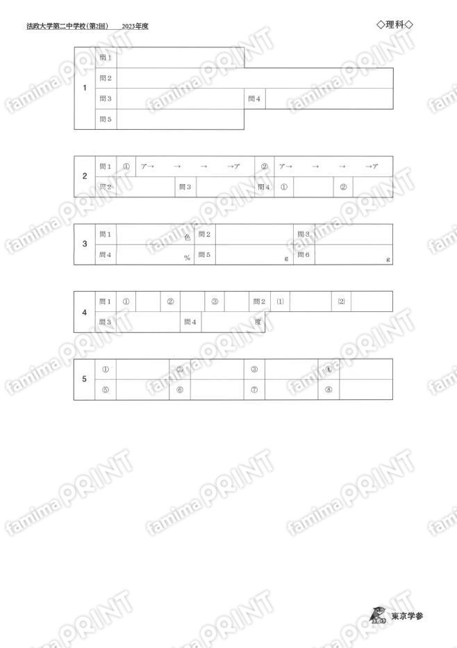 2023O19法政大学第二中第2回理科