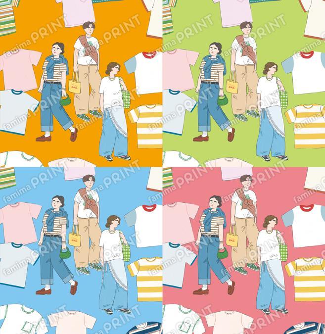 LaLa Begin Essential Tshirt系列方形4连插画贴纸