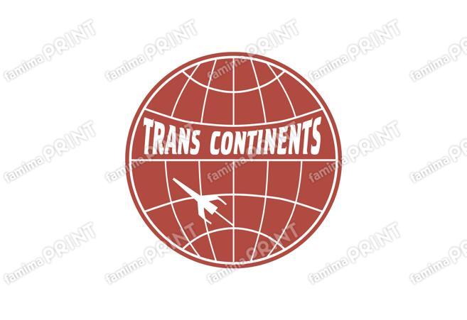 TRANS CONTINENTS 地球儀・飛行機アイコン+ロゴ ブリックレッド