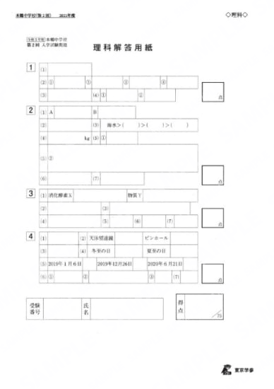 2021M08本郷中第2回理科