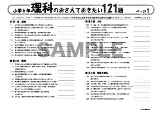 小学6年理科のおさえておきたい121題