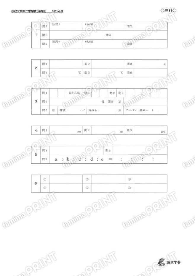 2023O19法政大学第二中第1回理科