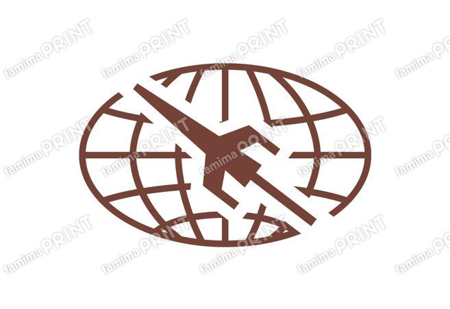 TRANS CONTINENTS 地球儀・飛行機アイコン ブリックレッド