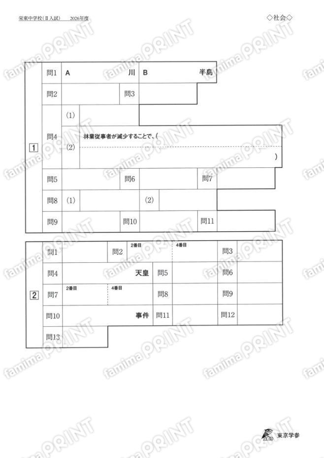 2026Q09 Sakae Higashi Junior High School II Entrance Exam Social Studies