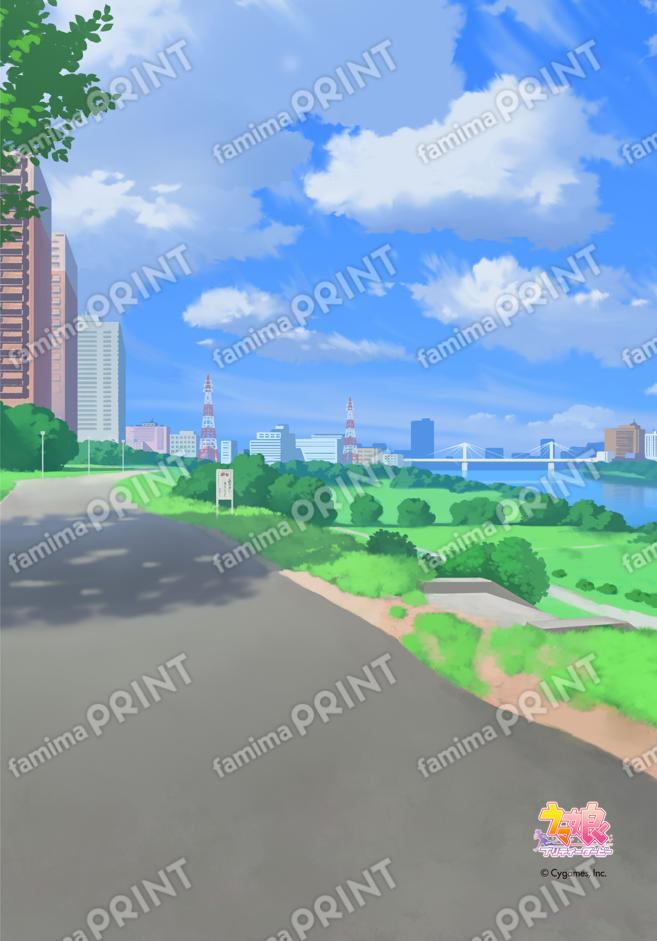 第一弾景品マジッククリアファイル用背景「河川敷(昼)」