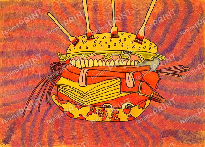 驚きと感動、元気と勇気を与えてくれる魅力満載のアート作品25　佐野嵐美　ハンバーガー