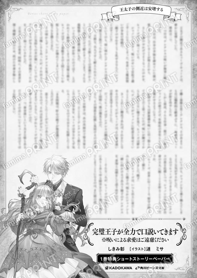 完璧王子１巻特典SS「王太子の側近～」