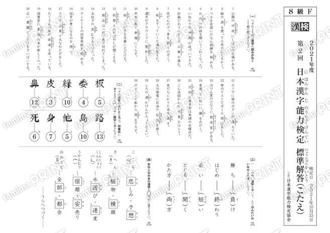 8級(2021年10月23日実施)